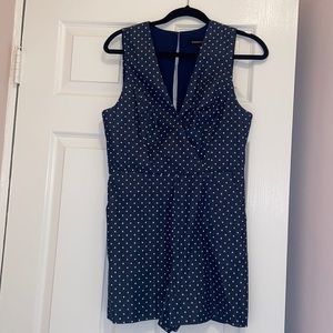 BCBGMAXAZARIA Blue Polka Dot Romper